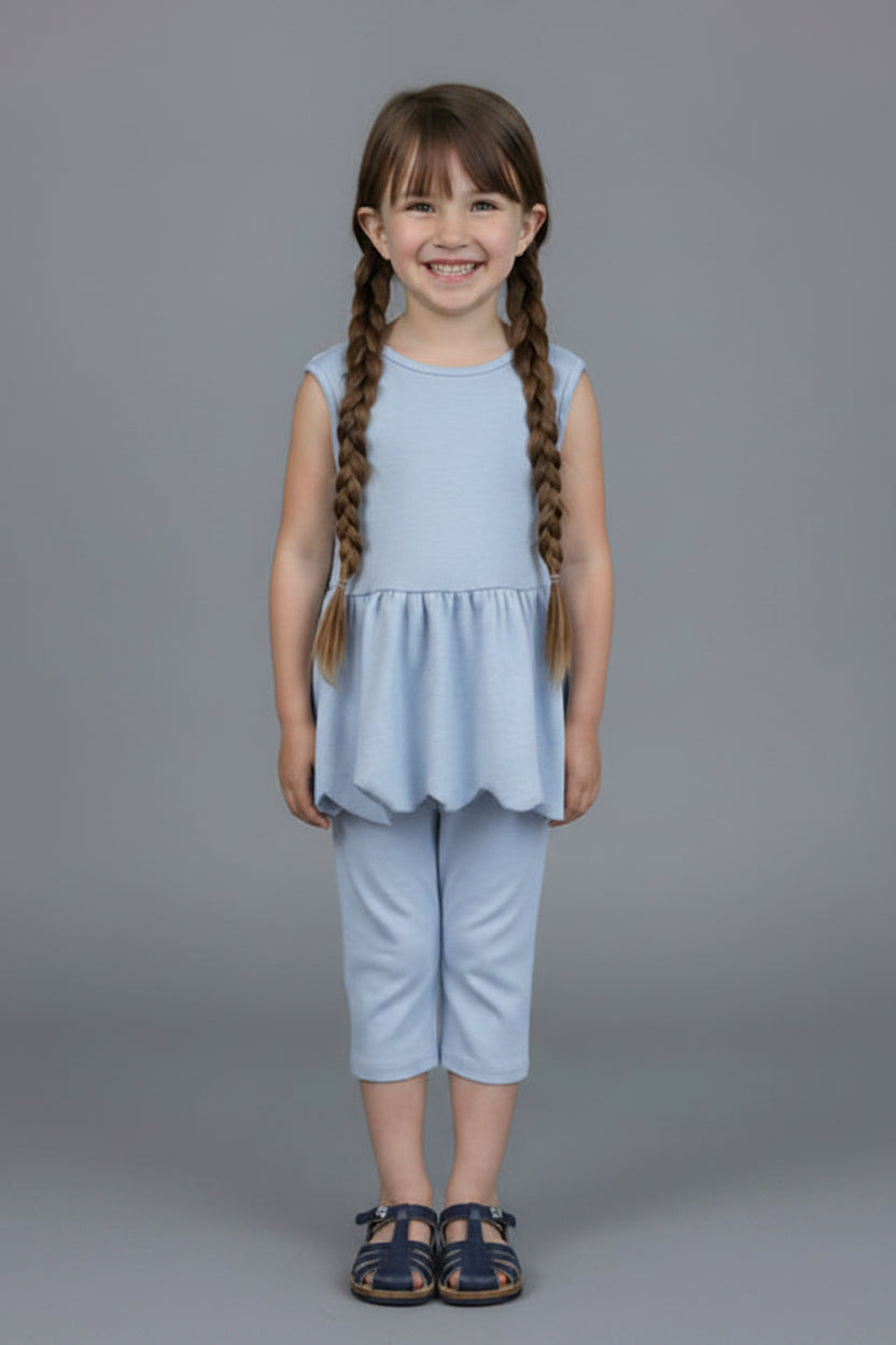 Mabel + Honey Blue Scallop 2 PC Set Little Girls