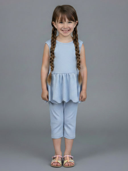 Mabel + Honey Blue Scallop 2 PC Set Little Girls