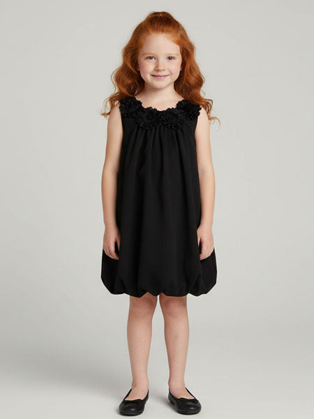 Maria Casero Rosette Trim Girls Black Party Dress Sizes 7 & 8