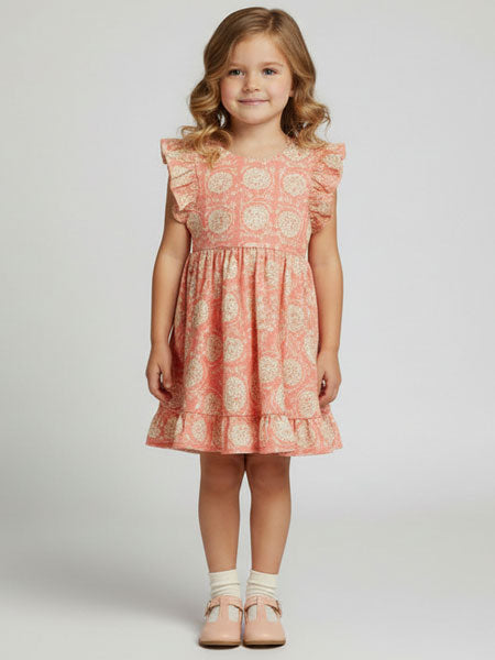 Poppet & Fox Frill Sleeve Dress Santa Cruz Print
