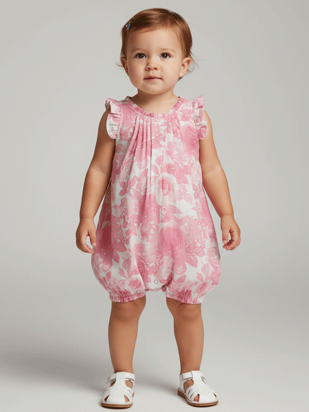 Vignette Tamsin Bubble Romper in Pink Roses Baby