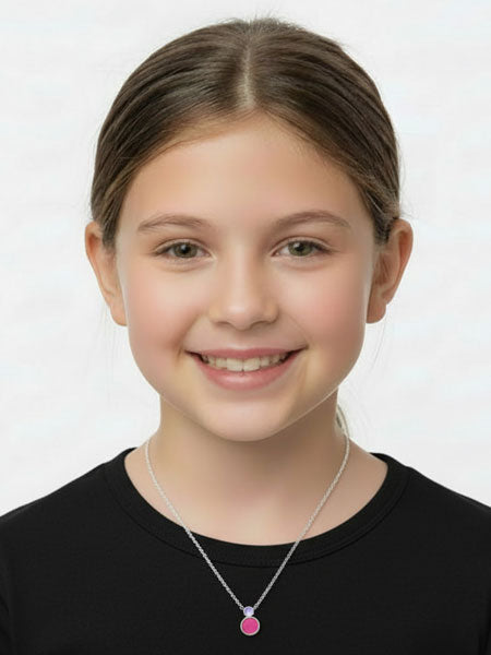 DA Metals Enamel Dot Pendant with Silver Chain