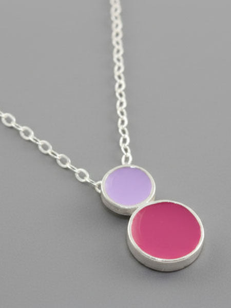 DA Metals Enamel Dot Pendant with Silver Chain