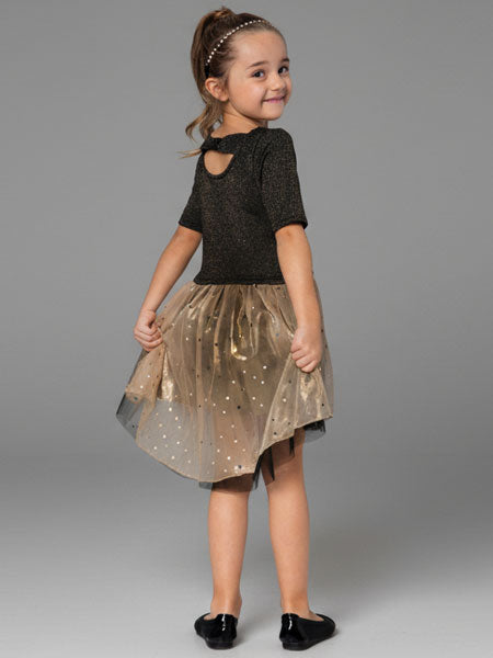 Deux Par Deux Starmania Bi Material Party Dress Girls 5-10