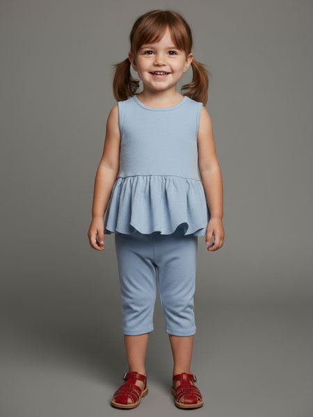 Mabel + Honey Blue Stripe Scallop 2 PC Set 12M-4T