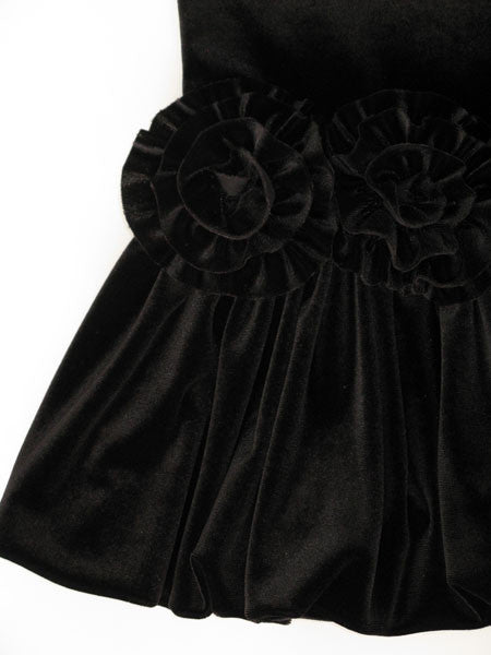 Mulberribush Black Velvet Velour Party Dress Sizes 5, 6
