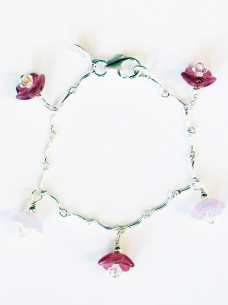 Baka Designs Cranberry & Pink Czech Glass Sterling Bracelet