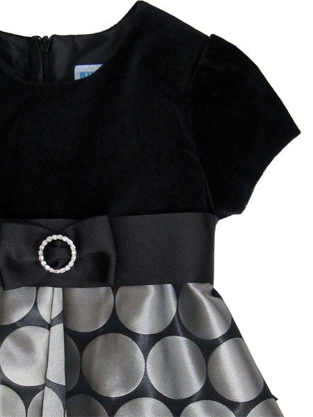 Luli & Me Black Velvet & Silver Dot Dress Sizes 3T-6X