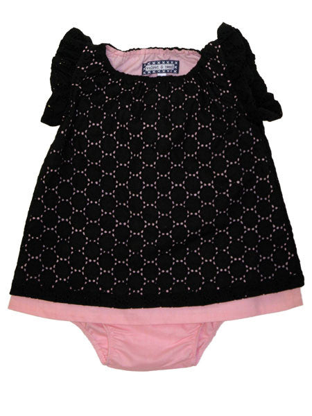 Velvet & Tweed Black Eyelet Flutter Frock Dress Baby Girls llbd shop Exclusive