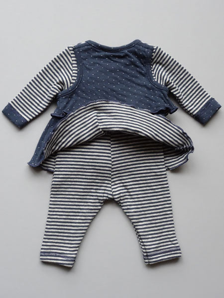 3 Pommes Baby Girls Navy Romper & Hat Set