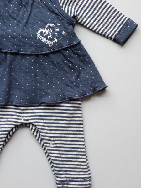 3 Pommes Baby Girls Navy Romper & Hat Set