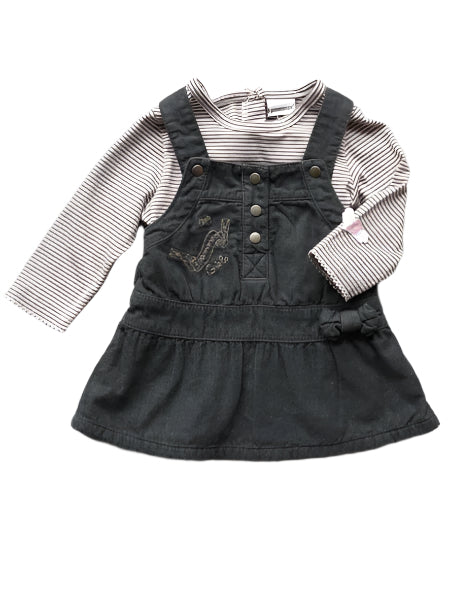 3 Pommes Gray Baby Girls Jumper & T Shirt  2 Piece Set