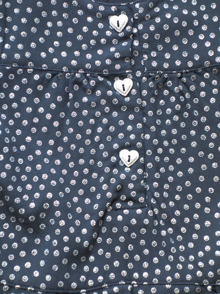 3 Pommes Navy and Silver Print Dress Sizes 12M, 18M