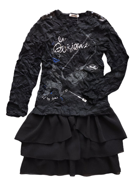 3 Pommes Girls Black Skirt & Top Set Size 4