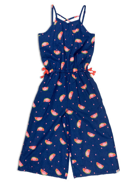 Girls blue print jumpsuit for summer by Appaman.
