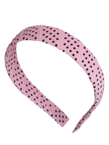 Bows Arts Black Dots On Pink Headband NEW