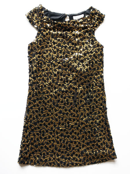 BLUSH by Us Angels Black & Gold Sequin Girls Party Dress Sizes 7, 8
