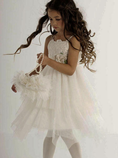 Biscotti Fairytale Romance Ivory Lace  Empire Waist Dress 7-14