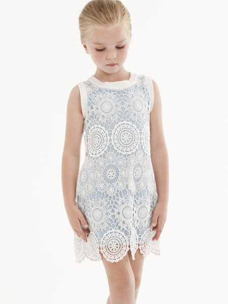 Biscotti Crazy for Crochet Blue & Ivory Dress Girls  Size 6X