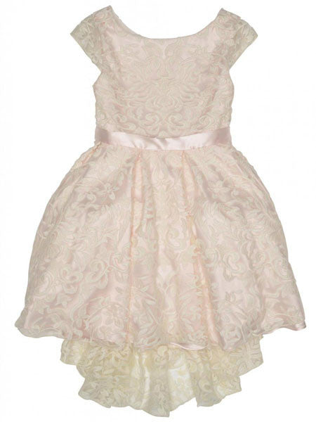 Biscotti Fairest Of All High Low Lace Dress Ivory and Pink Sizes 6, 6X