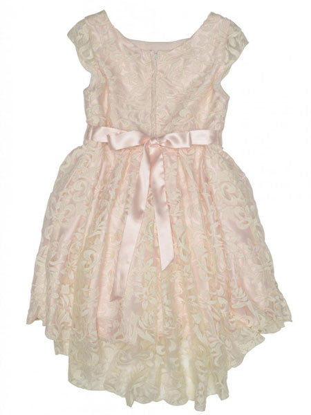 Biscotti Fairest Of All High Low Lace Dress Ivory and Pink Sizes 6, 6X