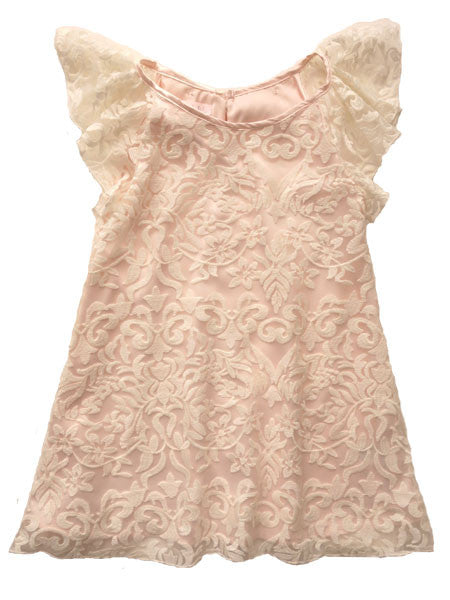Biscotti Fairest Of All Ruffle Sleeve Ivory Pink Girls Dress 4, 5, 7