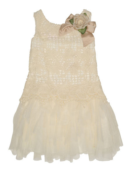 Biscotti Fairytale Romance Ivory Drop Waist Dress Size 7