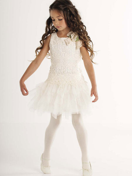 Biscotti Fairytale Romance Ivory Drop Waist Dress Size 7