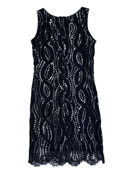 Biscotti Shooting Stars Navy Sequin Party Dress Girls Size 8