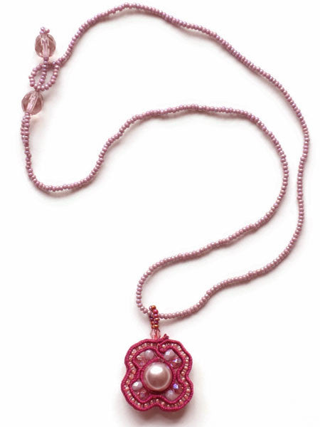 Lavender & Pink Pendant Necklace 16" Long