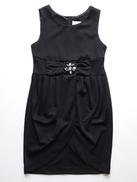 BLUSH by Us Angels Beaded Bow Girls Black Dress Size 8