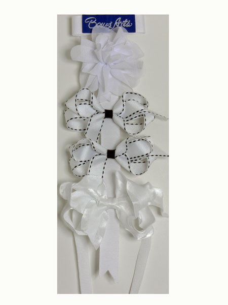 Bows Arts Toddler Girls White Hair Bows on Clippies & Headband Set