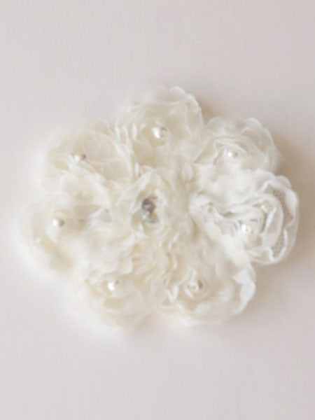 Bows Arts Ivory Jeweled Chiffon Flower Clippie
