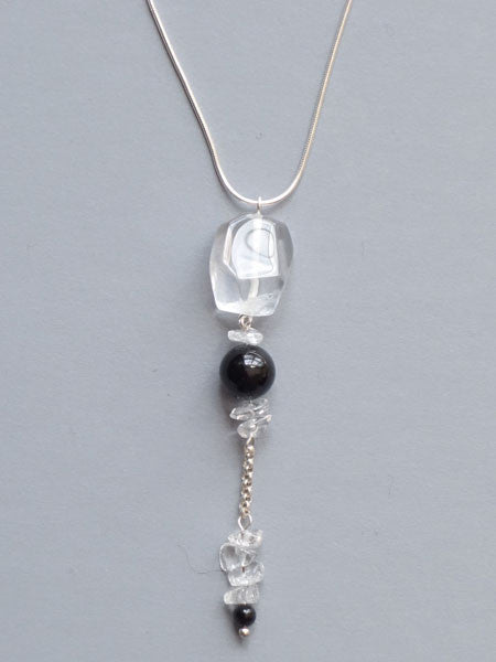 Carol Max Black Onyx & Quartz Pendant Necklace