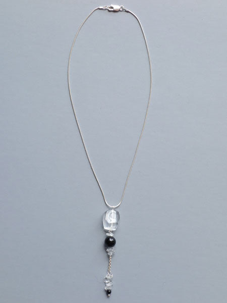 Carol Max Black Onyx & Quartz Pendant Necklace
