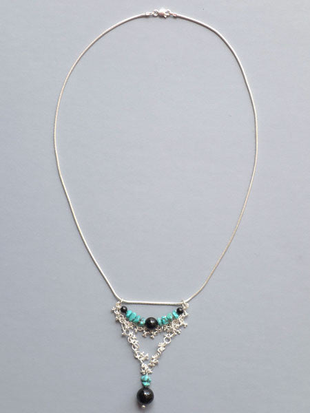 Carol Max Black Onyx & Turquoise Necklace