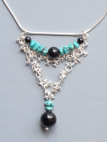 Carol Max Black Onyx & Turquoise Necklace