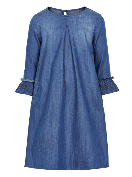 Creamie Frills Blue Denim Dress Sizes 4-14