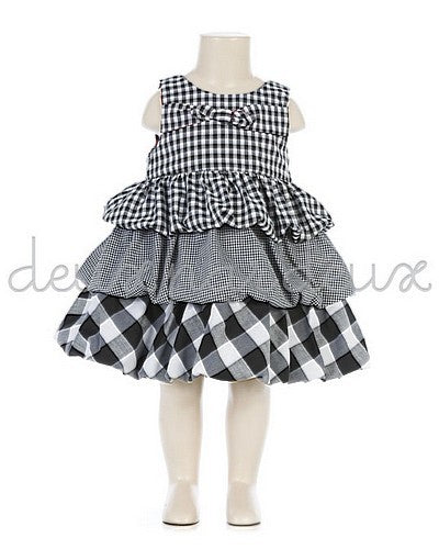 Deux Par Deux Black & White Bubble Hem Dress Size 2T