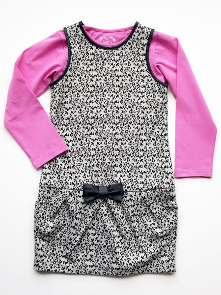 Deux Par Deux Girls Leopard Jumper Dress & Pink T Set Sizes 8-12