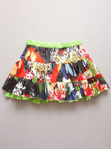 Tiered multicolor short skirt for girls by Desigual.