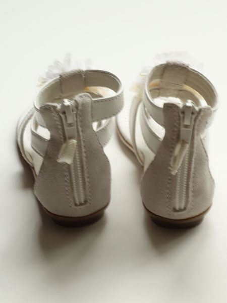 Deux Par Deux Jeanne & Ronron White Sandal Toddler & Little Girls