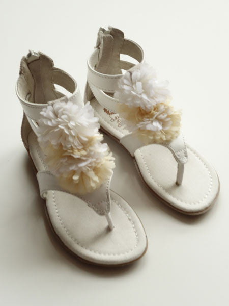 Deux Par Deux Jeanne & Ronron White Sandal Toddler & Little Girls