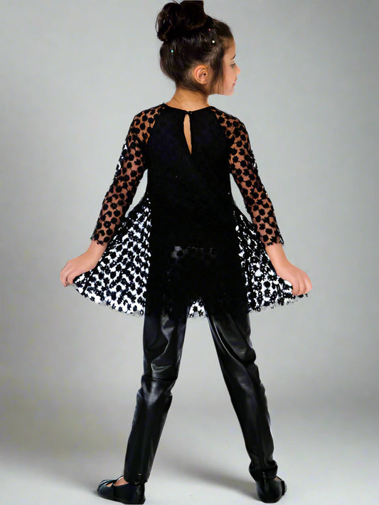 Deux Par Deux Girls' Night Out Lacey Tunic and Legging Set Sizes 5, 6