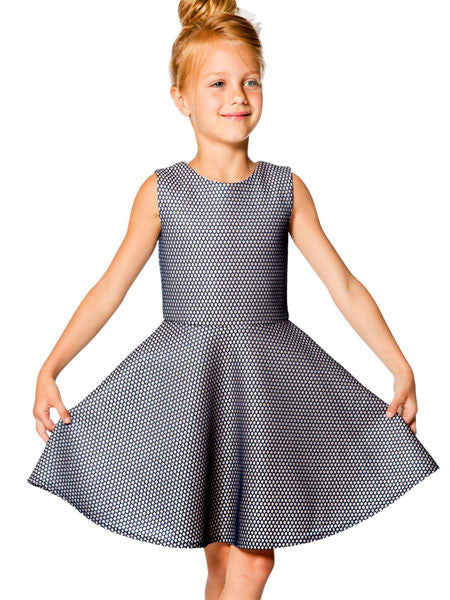 Deux Par Deux Navy Blue Fit and Flare Dress Girls 7, 8