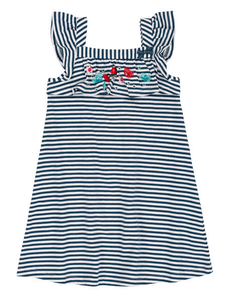 Deux Par Deux High Style At Low Tide Striped Jersey Dress Navy Dress Size 4-12