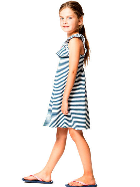 Deux Par Deux High Style At Low Tide Striped Jersey Dress Navy Dress Size 4-12