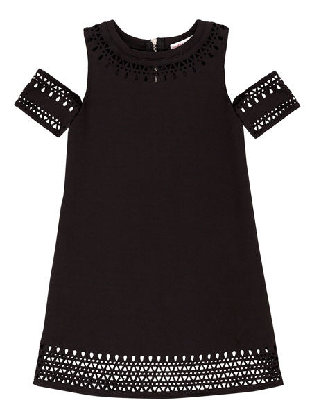 Deux Par Deux Oscars Night Open Shoulder Black Dress Girls 4-12 llbd shop Deux Par Deux Oscars Night Open Shoulder Black Dress Girls 4-12 llbd shop