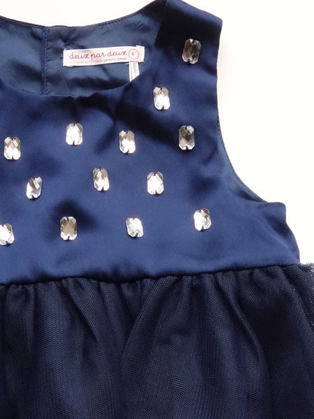 Deux Par Deux Pret a Feter Beaded  Blue Dress Sizes 12M, 24M, 2