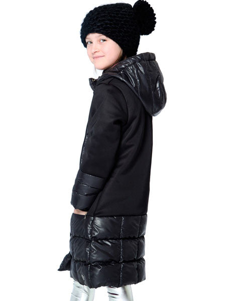 Deux Par Deux Puffy Long Coat Black Sizes 7, 8